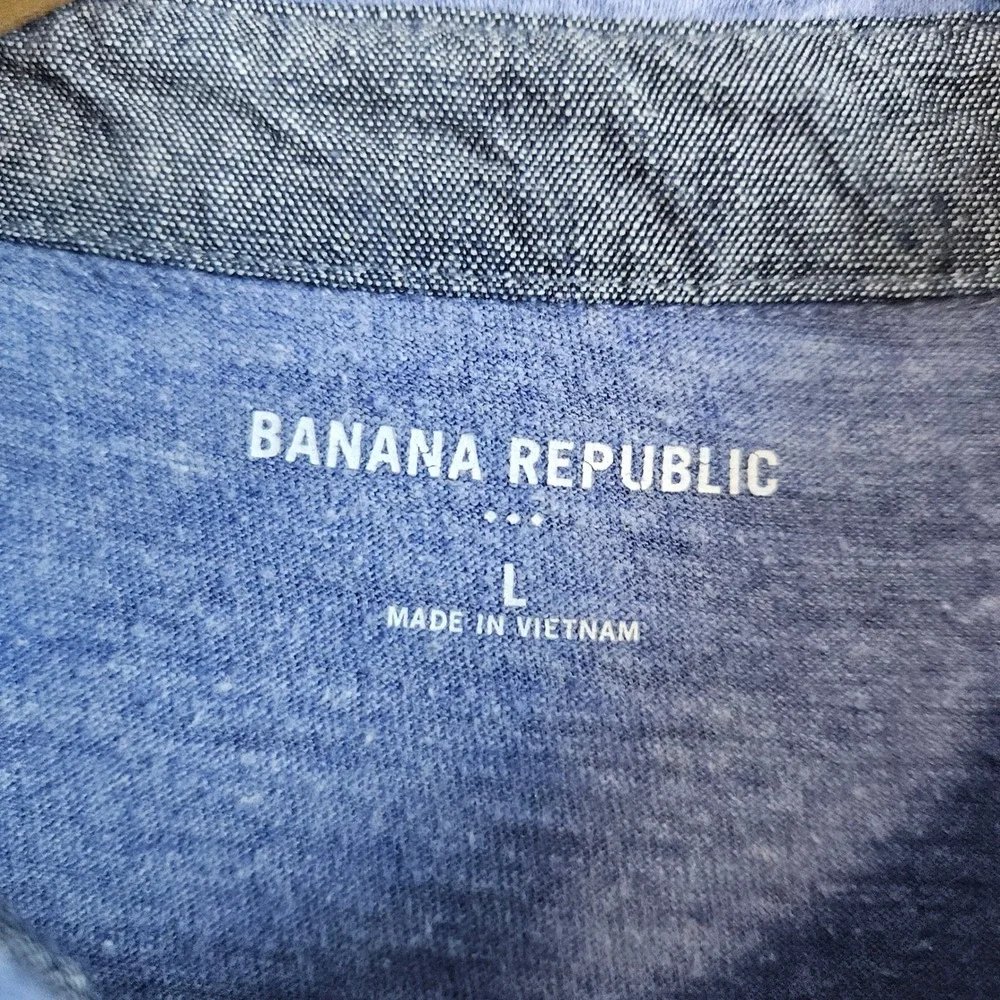 Banana Republic Men's Heathered‎ Blue Polo Shirt Size L Cotton/Polyester Blend